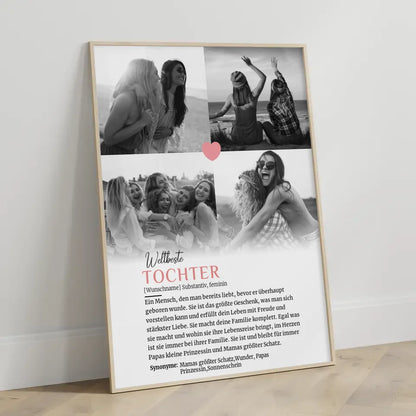 Personalisiert Poster Definition Tochter 4 Fotos mit Name gestalten
