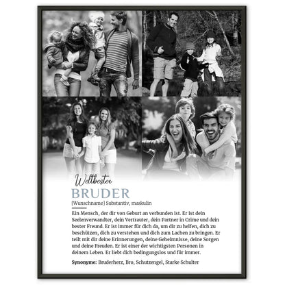 Personalisiertes Poster Definition Bruder 4 Fotos mit Name