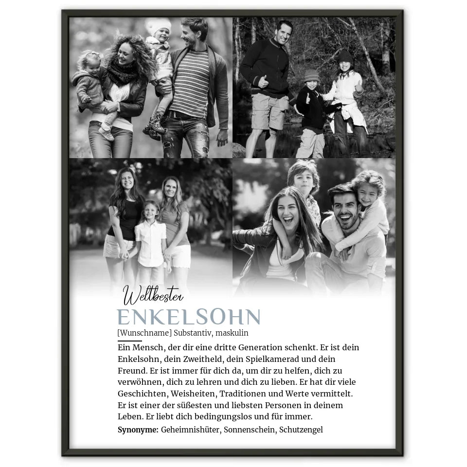 Personalisiertes Poster Definition Enkelsohn mit 4 Fotos und Name