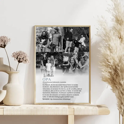 Personalisiertes Poster Definition Opa 4 Fotos mit Name ideal zum Verschenken