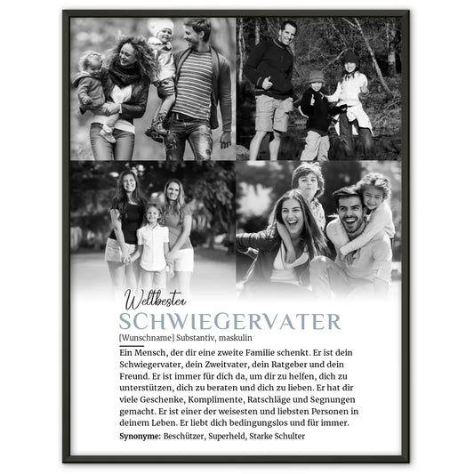 Personalisiertes Poster Definition Schwiegervater mit Name 4 Fotos