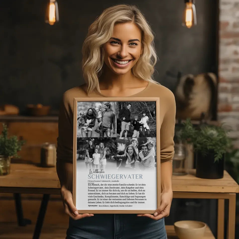 Personalisiertes Poster Definition Schwiegervater mit Name 4 Fotos