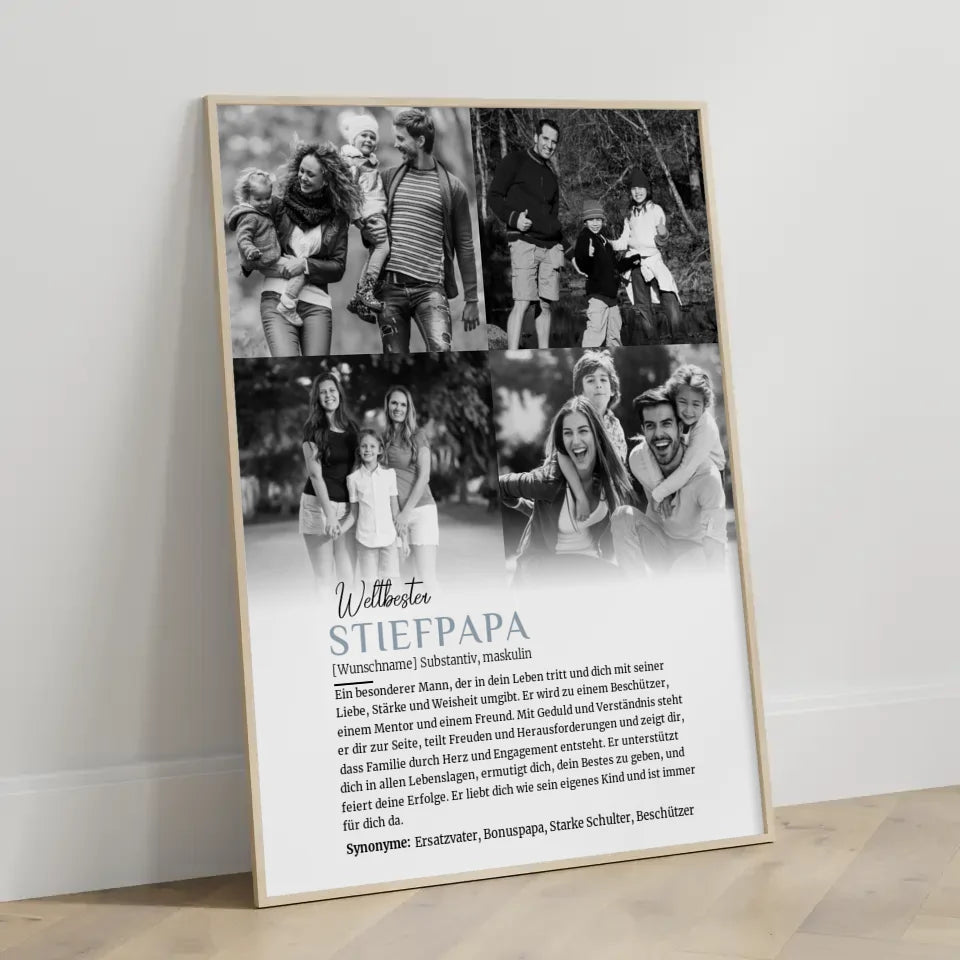 Personalisiertes Poster Definition Beste Stiefpapa 4 Fotos mit Name
