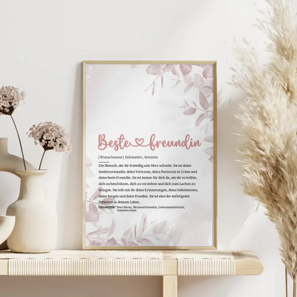 Personalisiertes Poster Definition Beste Freundin Herz mit Name Geschenk