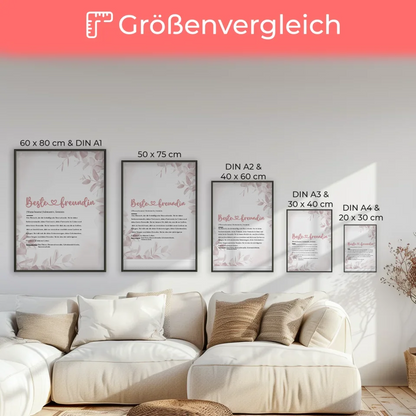 Personalisiertes Poster Definition Beste Freundin Herz mit Name Geschenk