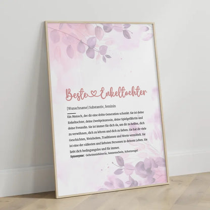 Personalisiertes Poster Definition Beste Enkeltochter Herz mit Name