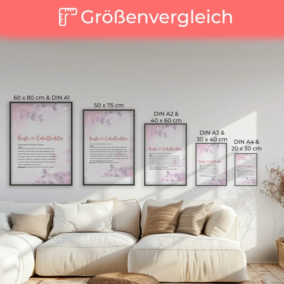 Personalisiertes Poster Definition Beste Enkeltochter Herz mit Name