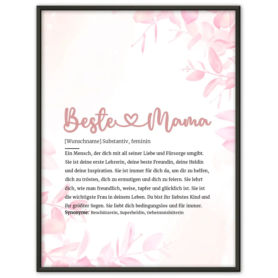 Personalisiertes Poster Beste Mama Definition Herz mit Name