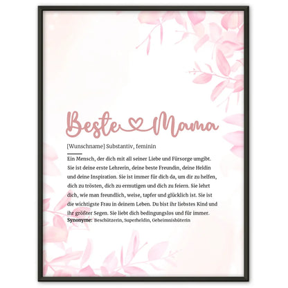 Personalisiertes Poster Beste Mama Definition Herz mit Name