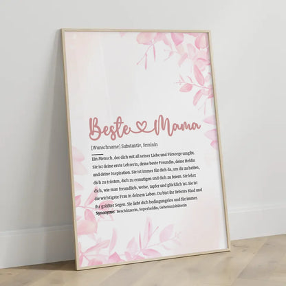 Personalisiertes Poster Beste Mama Definition Herz mit Name