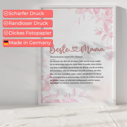 Personalisiertes Poster Beste Mama Definition Herz mit Name