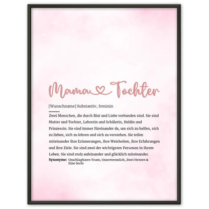 Personalisiertes Poster Definition Mama & Tochter Herz mit Name