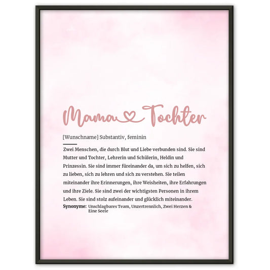 Personalisiertes Poster Definition Mama & Tochter Herz mit Name