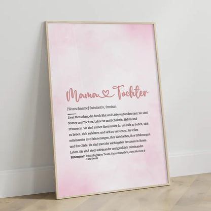 Personalisiertes Poster Definition Mama & Tochter Herz mit Name