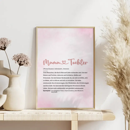 Personalisiertes Poster Definition Mama & Tochter Herz mit Name