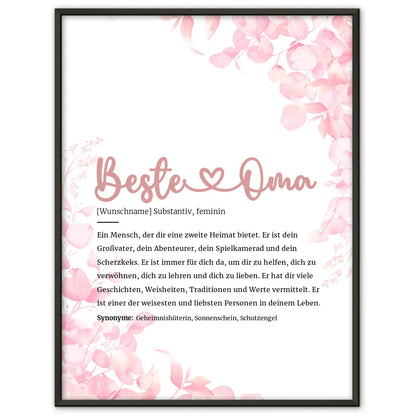 Personalisiertes Poster Definition Beste Oma Herz mit Name Geschenkidee