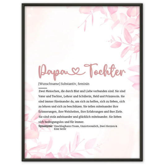 Personalisiertes Poster Definition Papa und Tochter Herz mit Name
