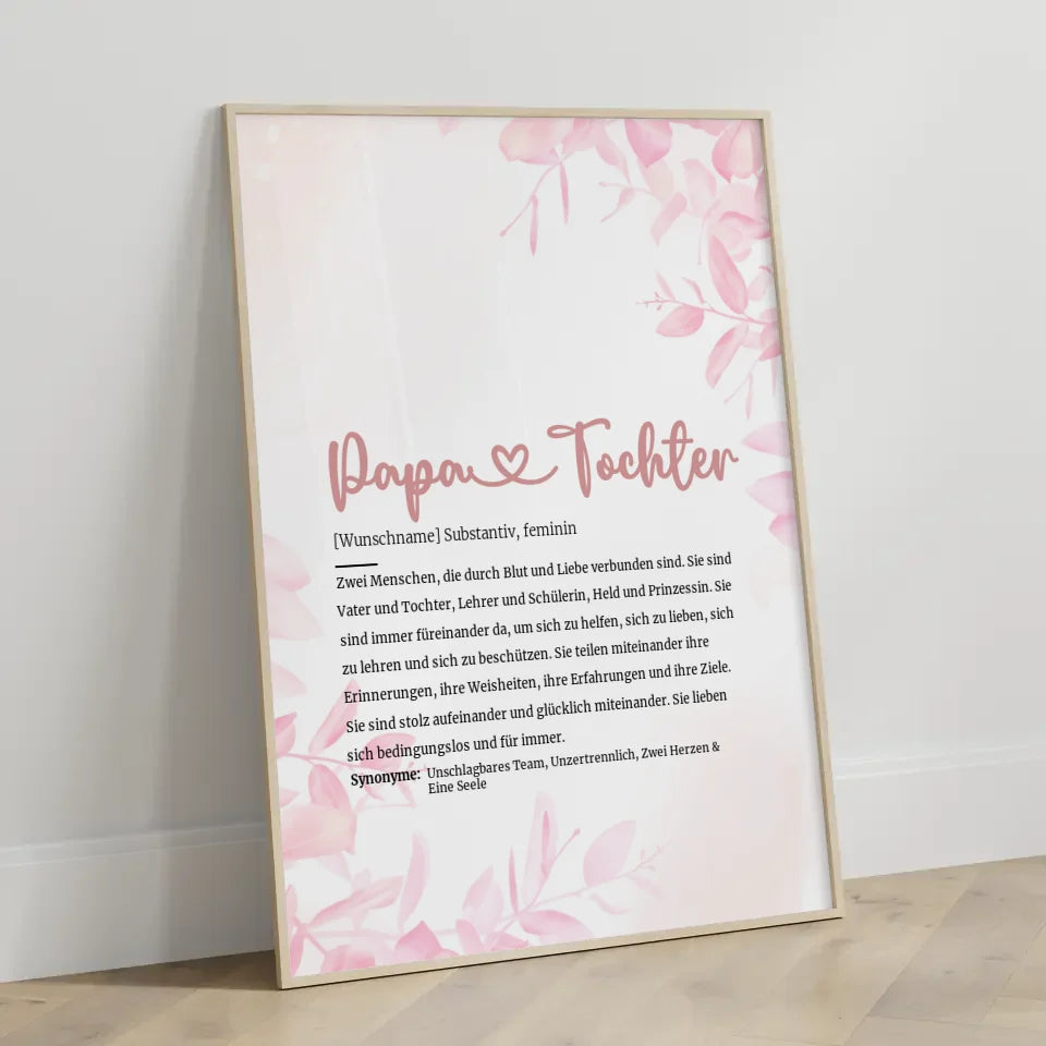 Personalisiertes Poster Definition Papa und Tochter Herz mit Name