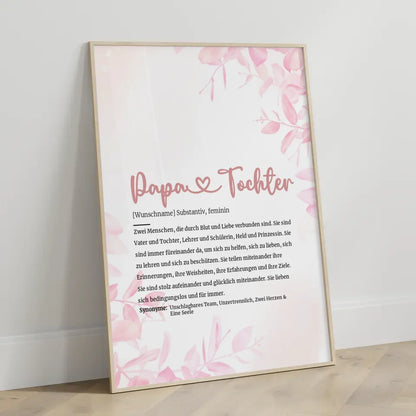 Personalisiertes Poster Definition Papa und Tochter Herz mit Name