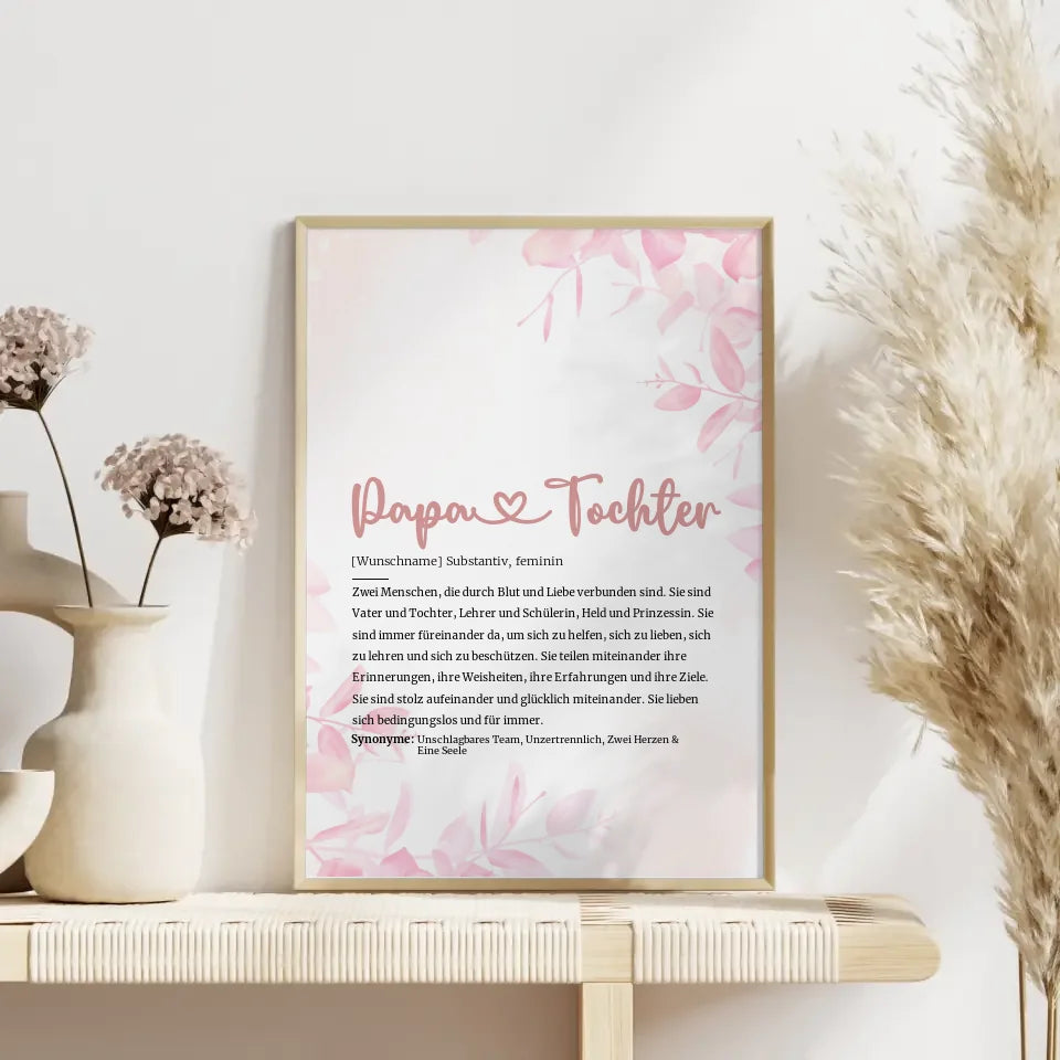 Personalisiertes Poster Definition Papa und Tochter Herz mit Name