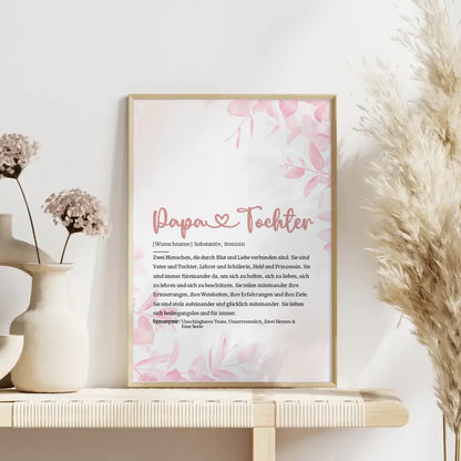 Personalisiertes Poster Definition Papa und Tochter Herz mit Name