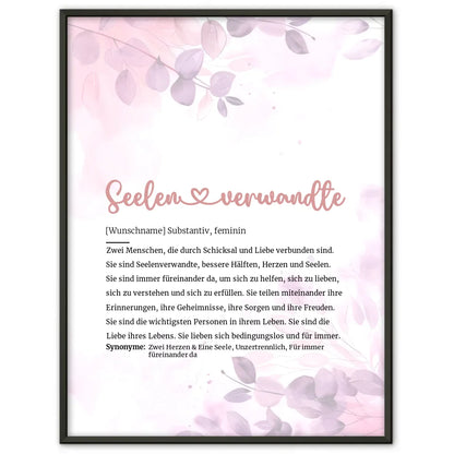 Personalisiertes Poster Definition Seelenverwandte Herz mit Name