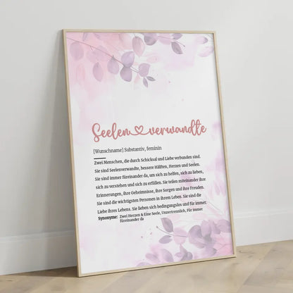 Personalisiertes Poster Definition Seelenverwandte Herz mit Name