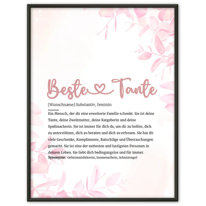 Personalisiertes Poster Definition Beste Tante Herz mit Name Geschenkidee