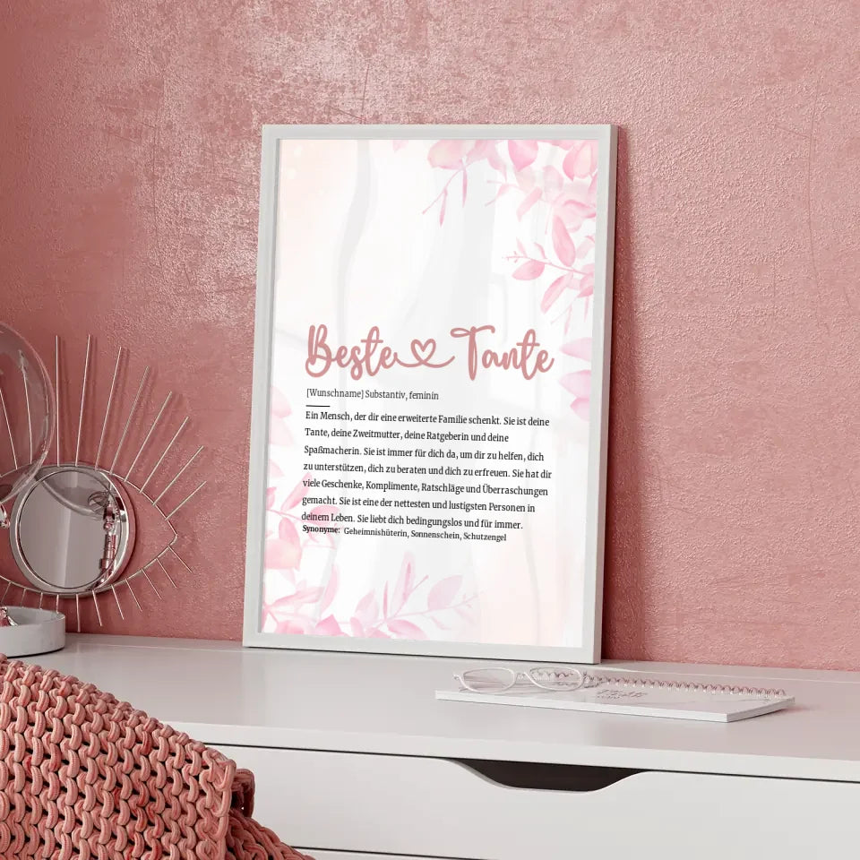 Personalisiertes Poster Definition Beste Tante Herz mit Name Geschenkidee