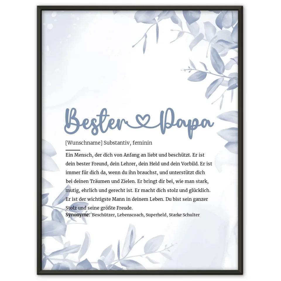 Personalisiertes Poster Definition Bester Papa Herz mit Name gestalten