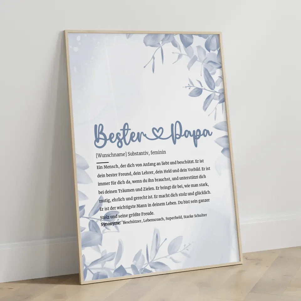 Personalisiertes Poster Definition Bester Papa Herz mit Name gestalten