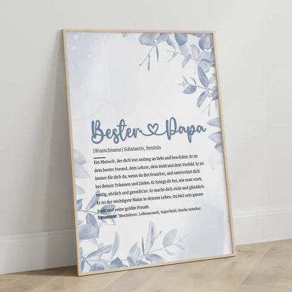 Personalisiertes Poster Definition Bester Papa Herz mit Name gestalten
