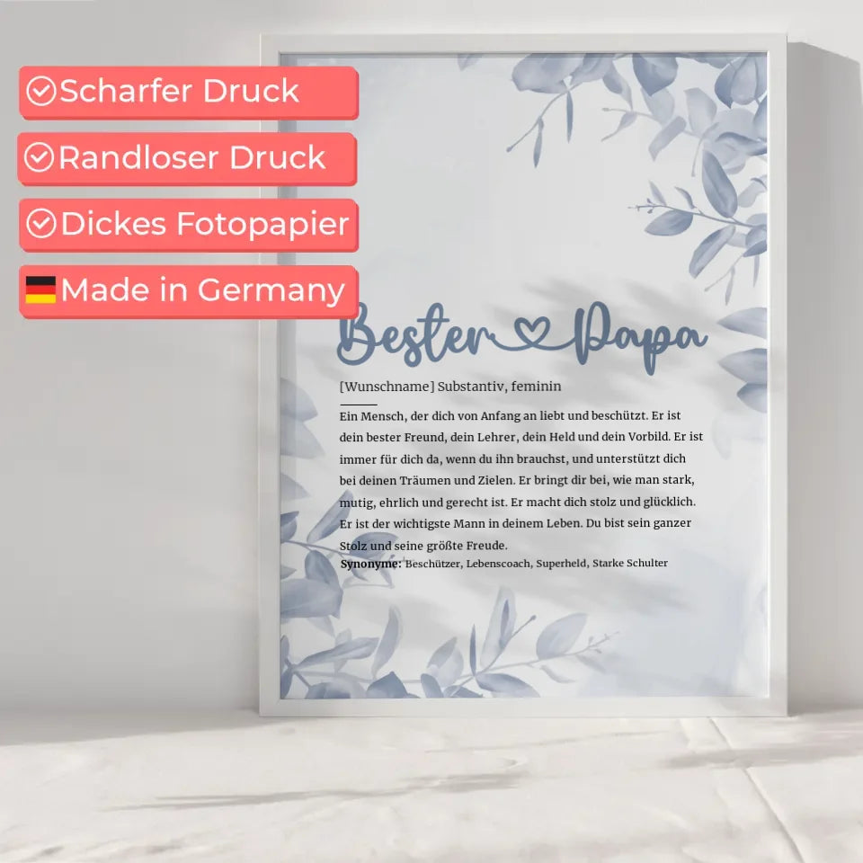 Personalisiertes Poster Definition Bester Papa Herz mit Name gestalten