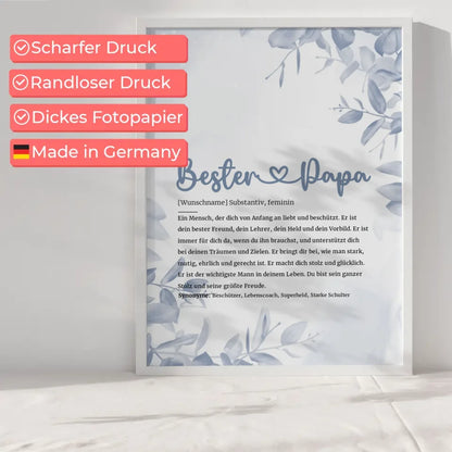 Personalisiertes Poster Definition Bester Papa Herz mit Name gestalten