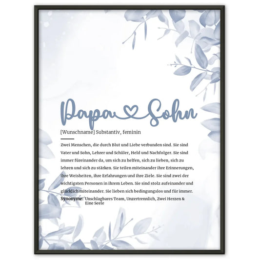 Personalisiertes Poster Definition Papa & Sohn Herz mit Name Geschenk