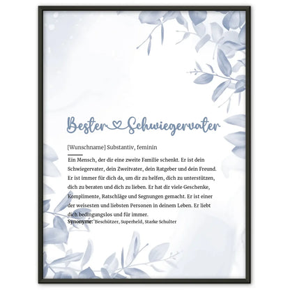 Personalisiertes Poster Definition Bester Schwiegervater Herz mit Name