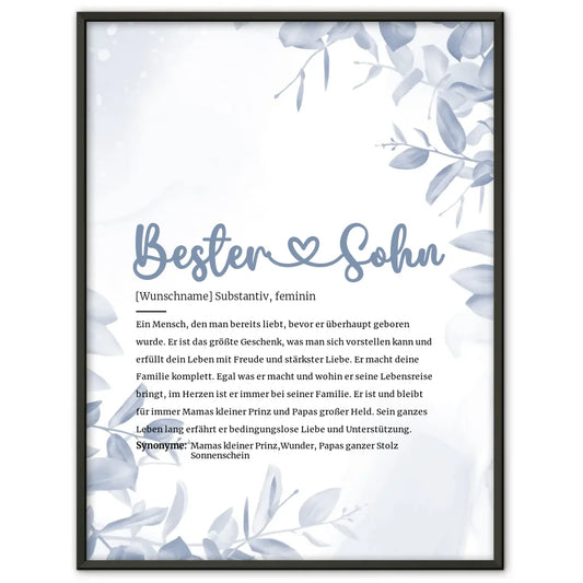 Personalisiertes Poster Bester Sohn Definition mit Herz und Name