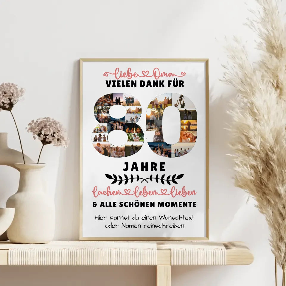 Personalisiertes Poster für Oma zum 80. Geburtstag mit Fotos und Wunschtext 4