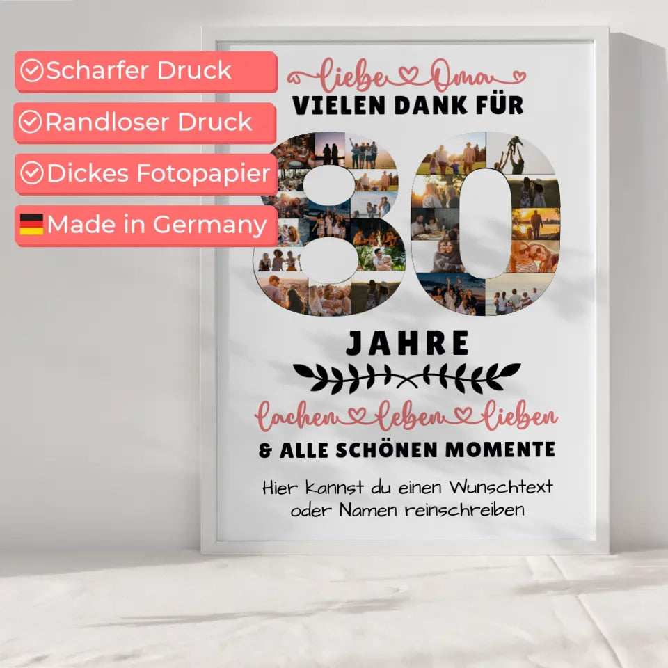 Personalisiertes Poster für Oma zum 80. Geburtstag mit Fotos und Wunschtext 6
