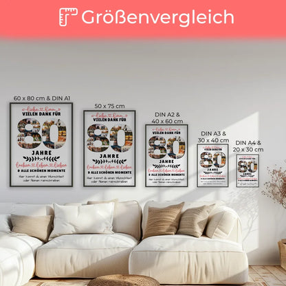 Personalisiertes Poster für Oma zum 80. Geburtstag mit Fotos und Wunschtext