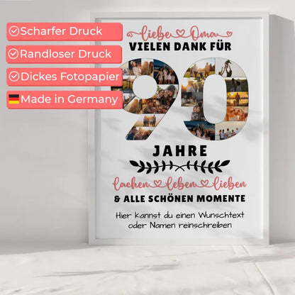 Personalisiertes Poster für Oma zum 90. Geburtstag mit Wunschtext und Fotos 6