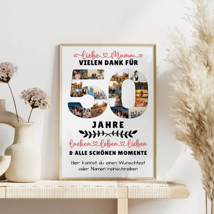 Personalisiertes Poster Mama 50 Geburtstag Fotos Momente Wunschtext mit Namen 4