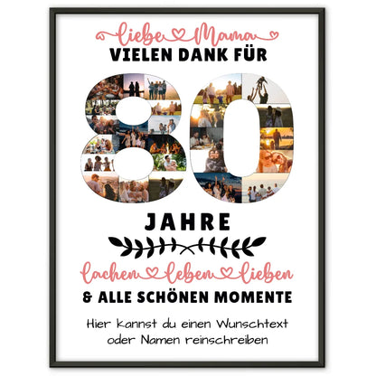 Personalisiertes Poster für Mama zum 80 Geburtstag mit Fotos und Wunschtext 1