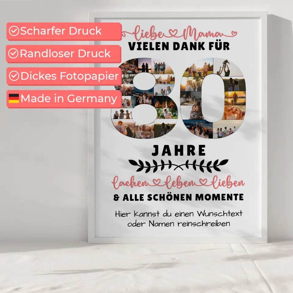 Personalisiertes Poster für Mama zum 80 Geburtstag mit Fotos und Wunschtext 6