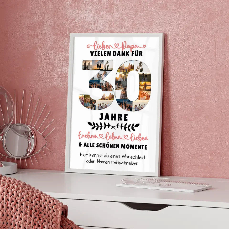 Personalisiertes Poster für Papa zum 30 Geburtstag mit Fotos und Wunschtext 5