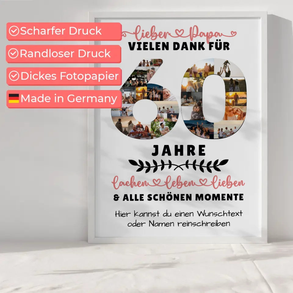 Personalisiertes Poster für Papa zum 60 Geburtstag mit Fotos und Wunschtext 6
