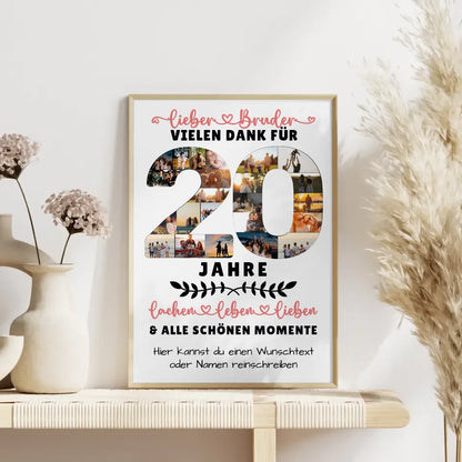 Personalisiertes Poster Bruder 20 Geburtstag mit Fotos und Wunschtext 4