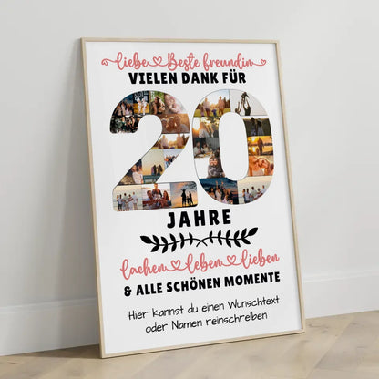 Personalisiertes Poster für Beste Freundin 20 Geburtstag mit Fotos und Wunschtext 3