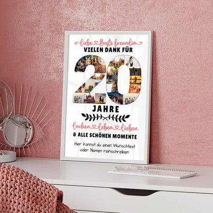 Personalisiertes Poster für Beste Freundin 20 Geburtstag mit Fotos und Wunschtext 5