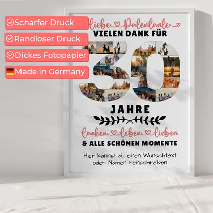 Personalisiertes Poster für Patentante zum 30 Geburtstag mit Namen und Fotos 6